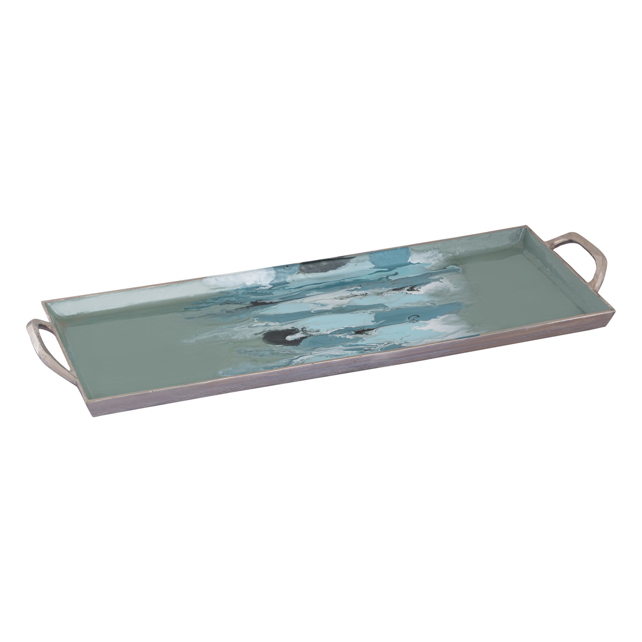 ELK HOME S0807-11355/S2 Spindrift Tray - Set of 2 Seafoam Green Enamel