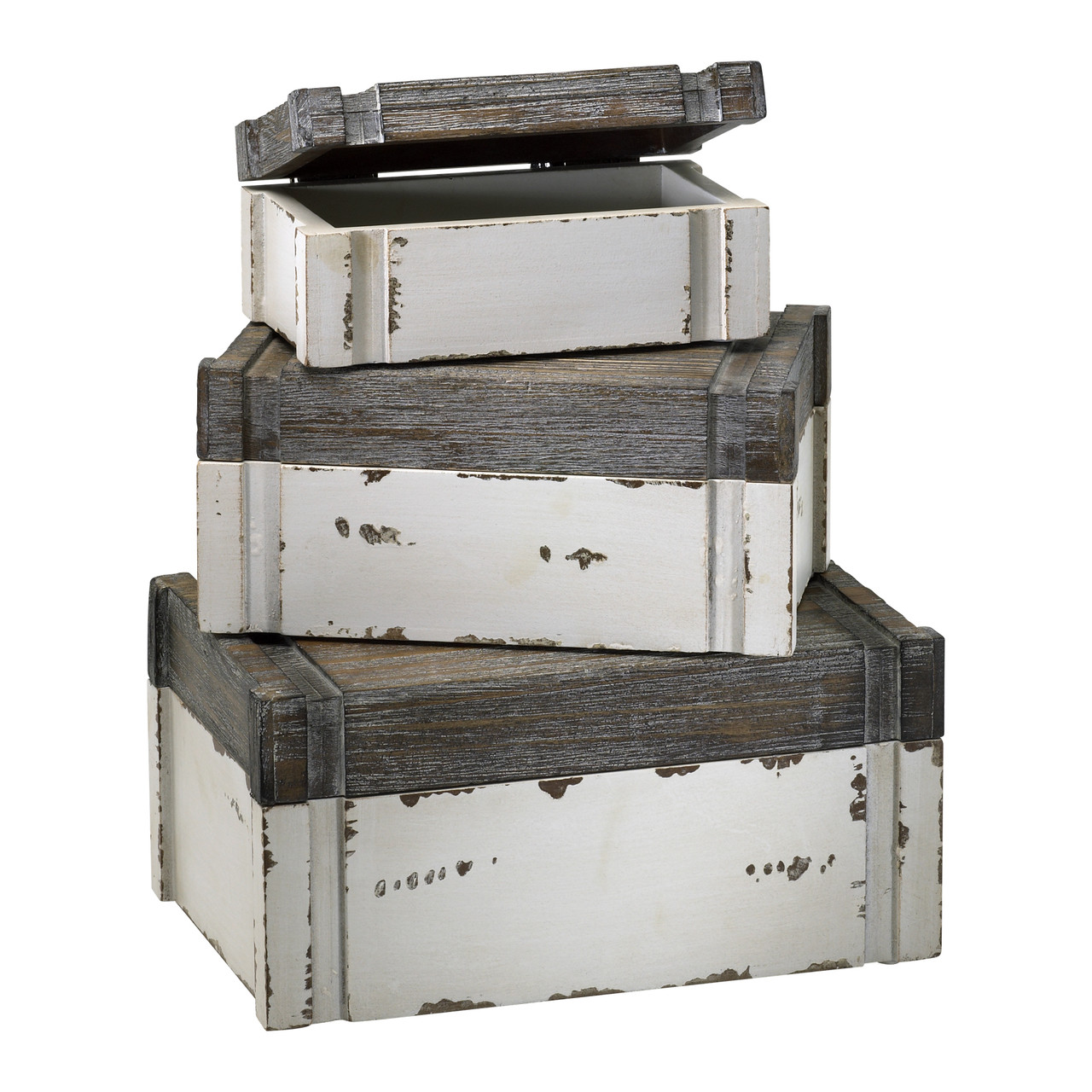 CYAN DESIGN 02471 Alder Boxes, Distressed White And Gray