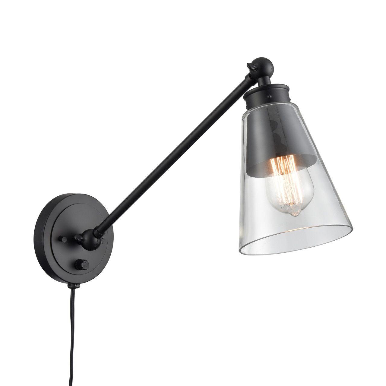 ELK HOME 52343/1 Albany 9.25'' High 1-Light Swingarm Sconce - Matte Black