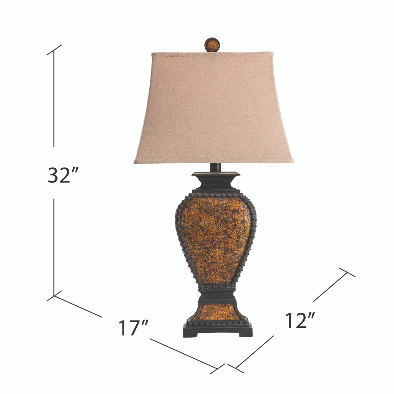 CRESTVIEW COLLECTION CVAUP522 Tooled Leather Table Lamp