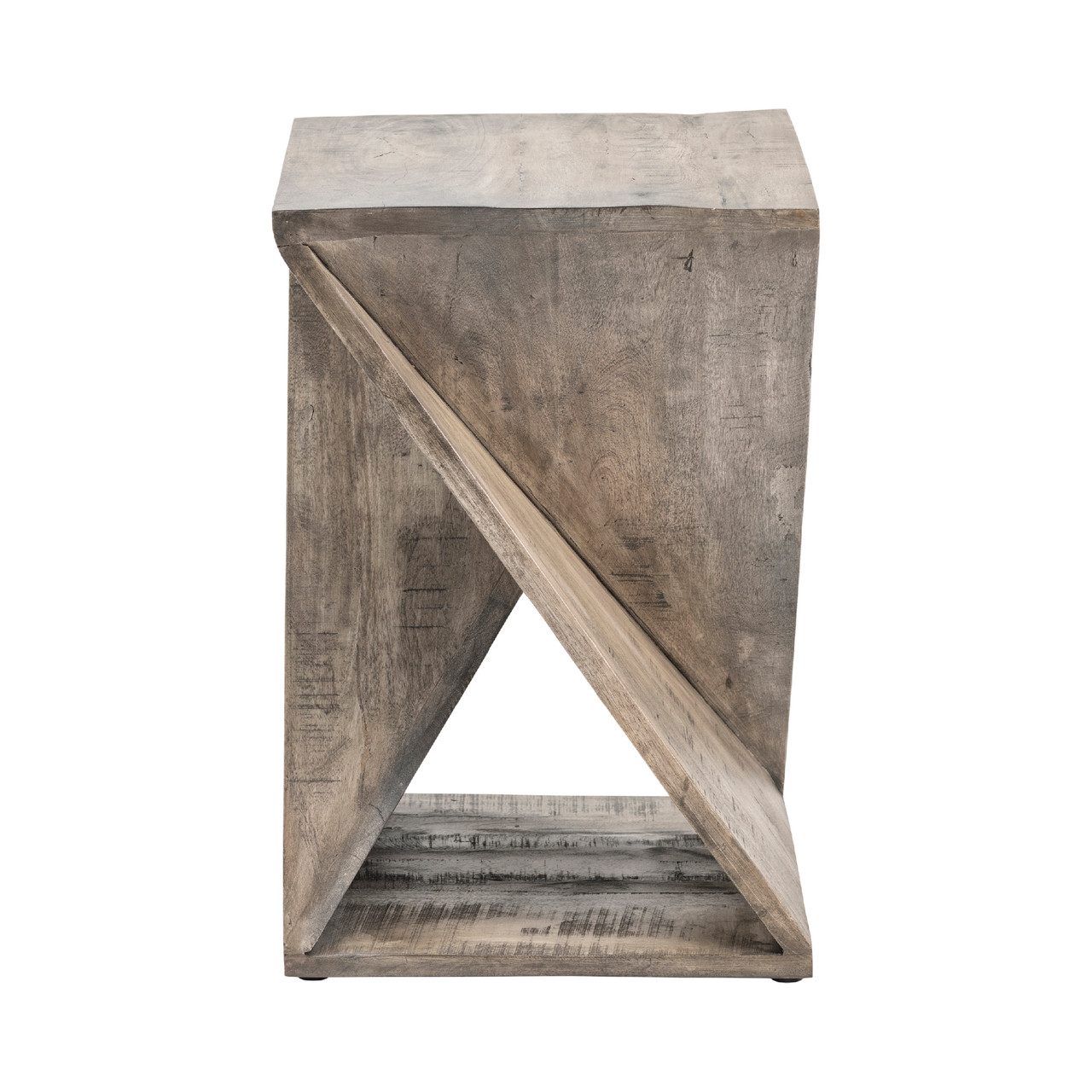 CRESTVIEW COLLECTION CVFNR708 Bengal Manor Mango Wood Grey Twist Square End Table