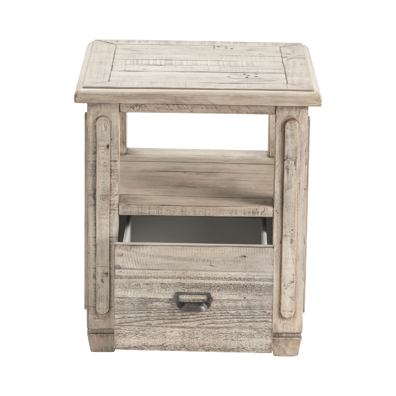 CRESTVIEW COLLECTION CVFVR8038 Pembroke Plantation Recycled Pine White Wash 1 Drawer Rectangle End Table