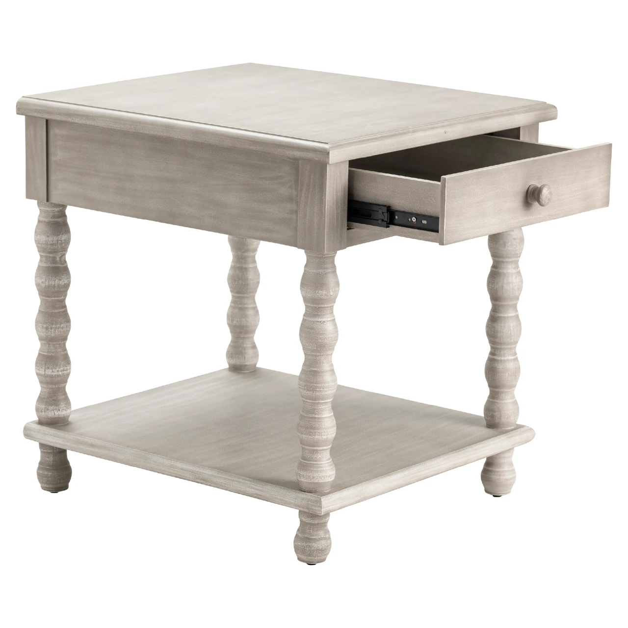 CRESTVIEW COLLECTION CVFZR3524 Pembroke Turned Leg Chalk Grey 1 Drawer End Table