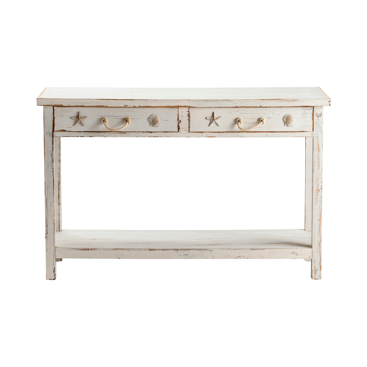 CRESTVIEW COLLECTION CVFZR1520 Seaside White Coastal Console Table
