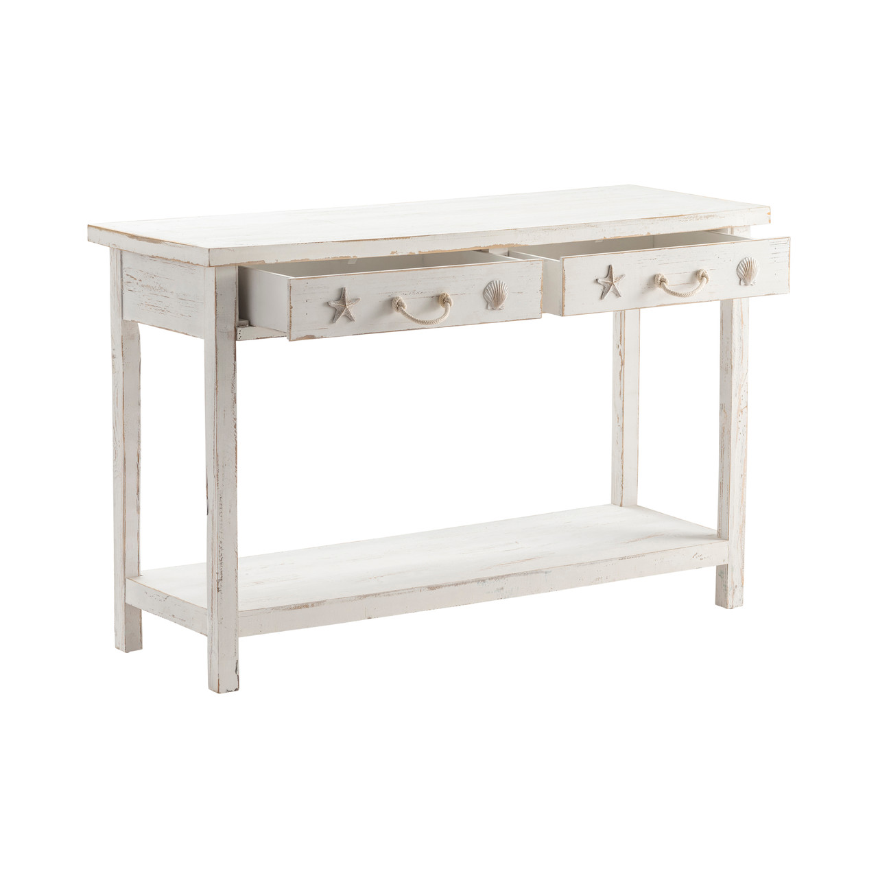 CRESTVIEW COLLECTION CVFZR1520 Seaside White Coastal Console Table