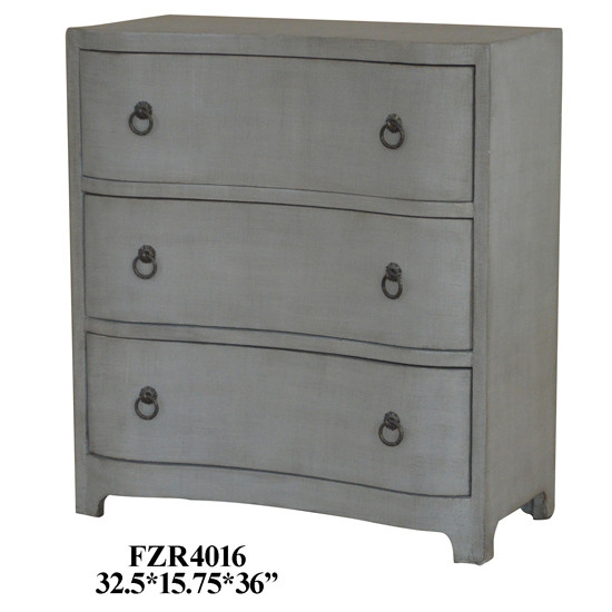 CRESTVIEW COLLECTION CVFZR4016 Brookstone 3 Curved Drawer Brushed Grey Linen Finish Chest