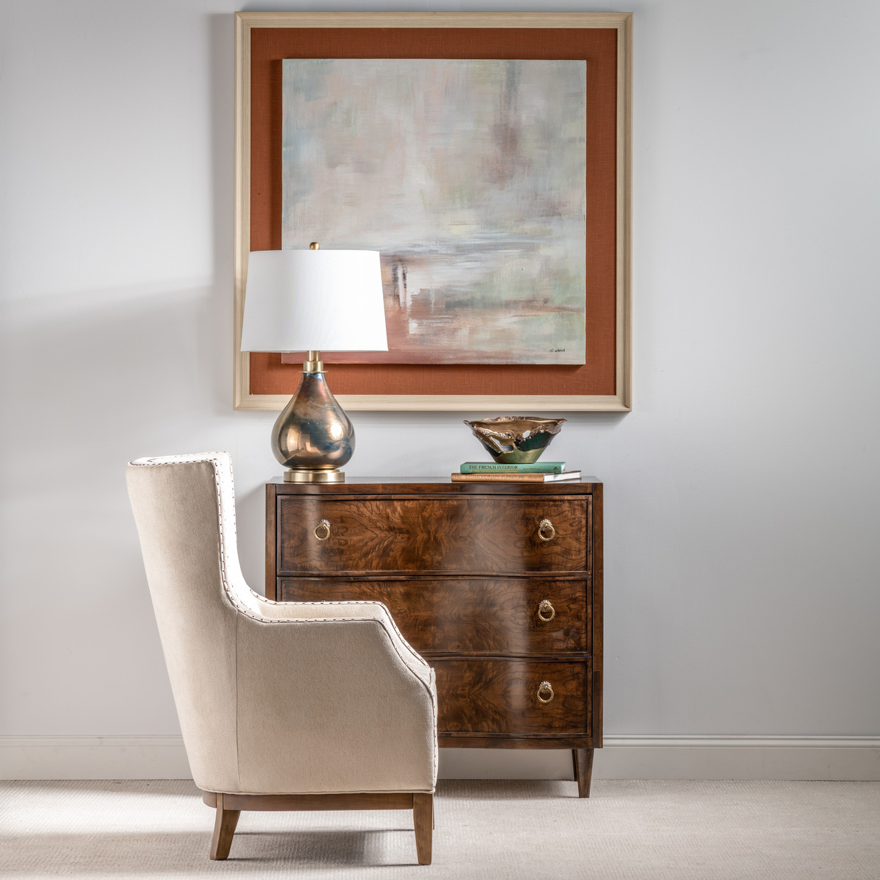 CRESTVIEW COLLECTION CVFVR8108 Hawthorne Estate 3 Curved Drawer Olive Ash Burl Chest