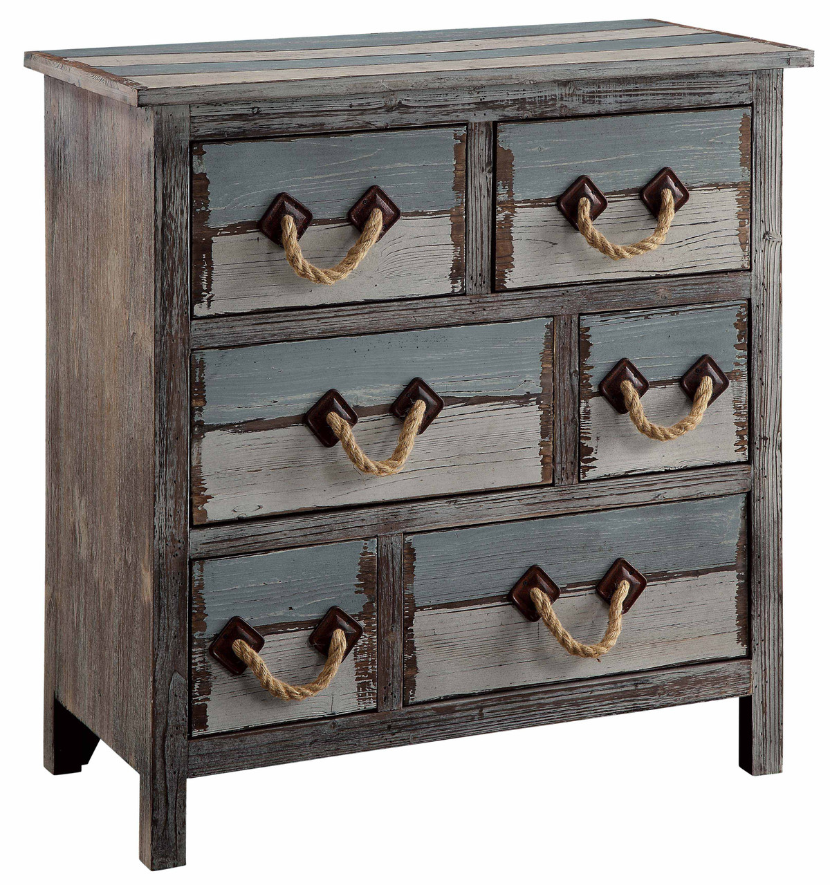 CRESTVIEW COLLECTION CVFZR1244 Nantucket 6 Drawer Weathered Wood Chest