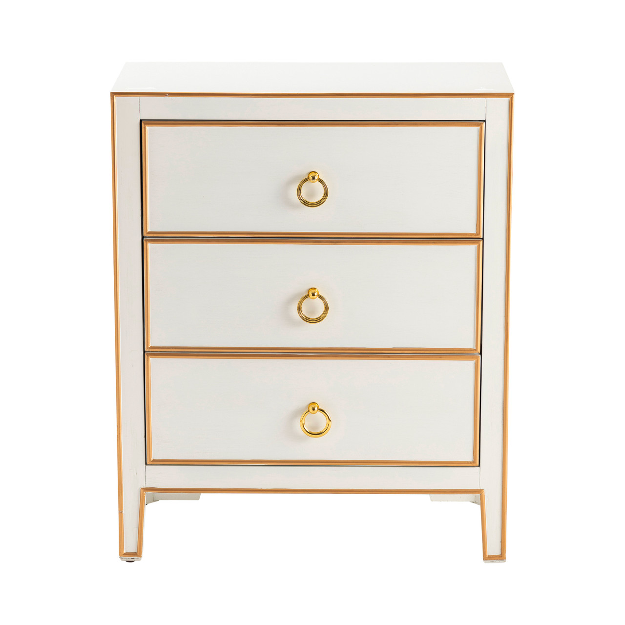CRESTVIEW COLLECTION CVFZR5037 Phoebe White and Gold 3 Drawer Chest