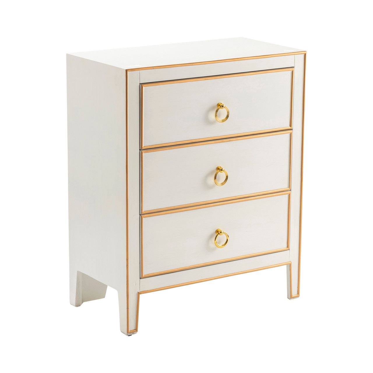 CRESTVIEW COLLECTION CVFZR5037 Phoebe White and Gold 3 Drawer Chest