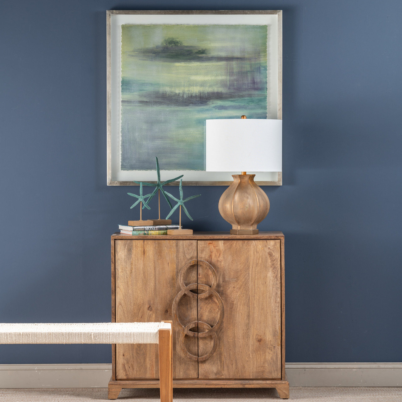 CRESTVIEW COLLECTION CVFNR661 Bengal Manor Mango Wood 2 Door 3 Ring Hardware Cabinet