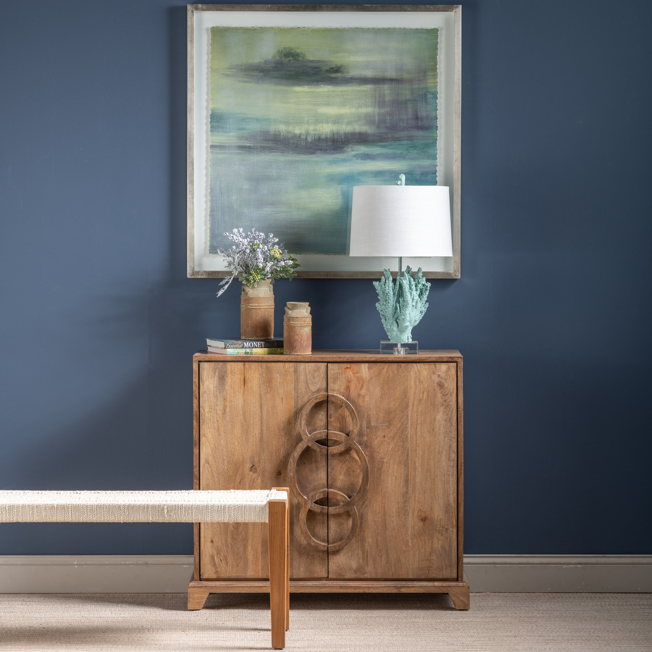 CRESTVIEW COLLECTION CVFNR661 Bengal Manor Mango Wood 2 Door 3 Ring Hardware Cabinet