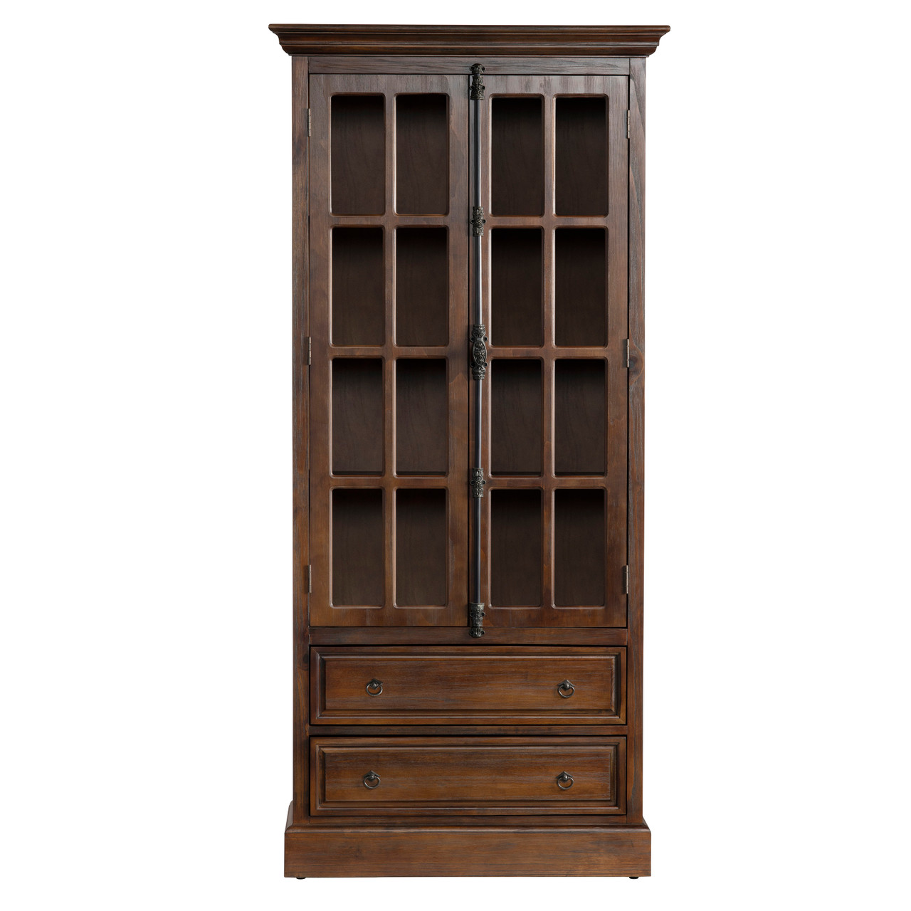 CRESTVIEW COLLECTION CVFVR8005 Hawthorne Estate 2 Drawer 2 Glass Door Curio Cabinet