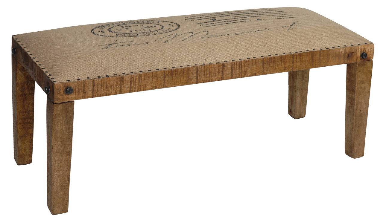 CRESTVIEW COLLECTION CVFNR309 Bengal Manor Mango Wood Burlap Bench