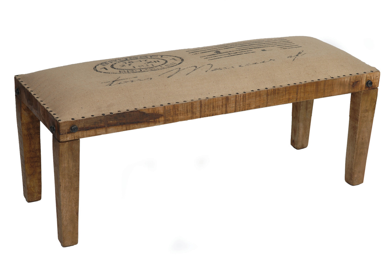 CRESTVIEW COLLECTION CVFNR309 Bengal Manor Mango Wood Burlap Bench