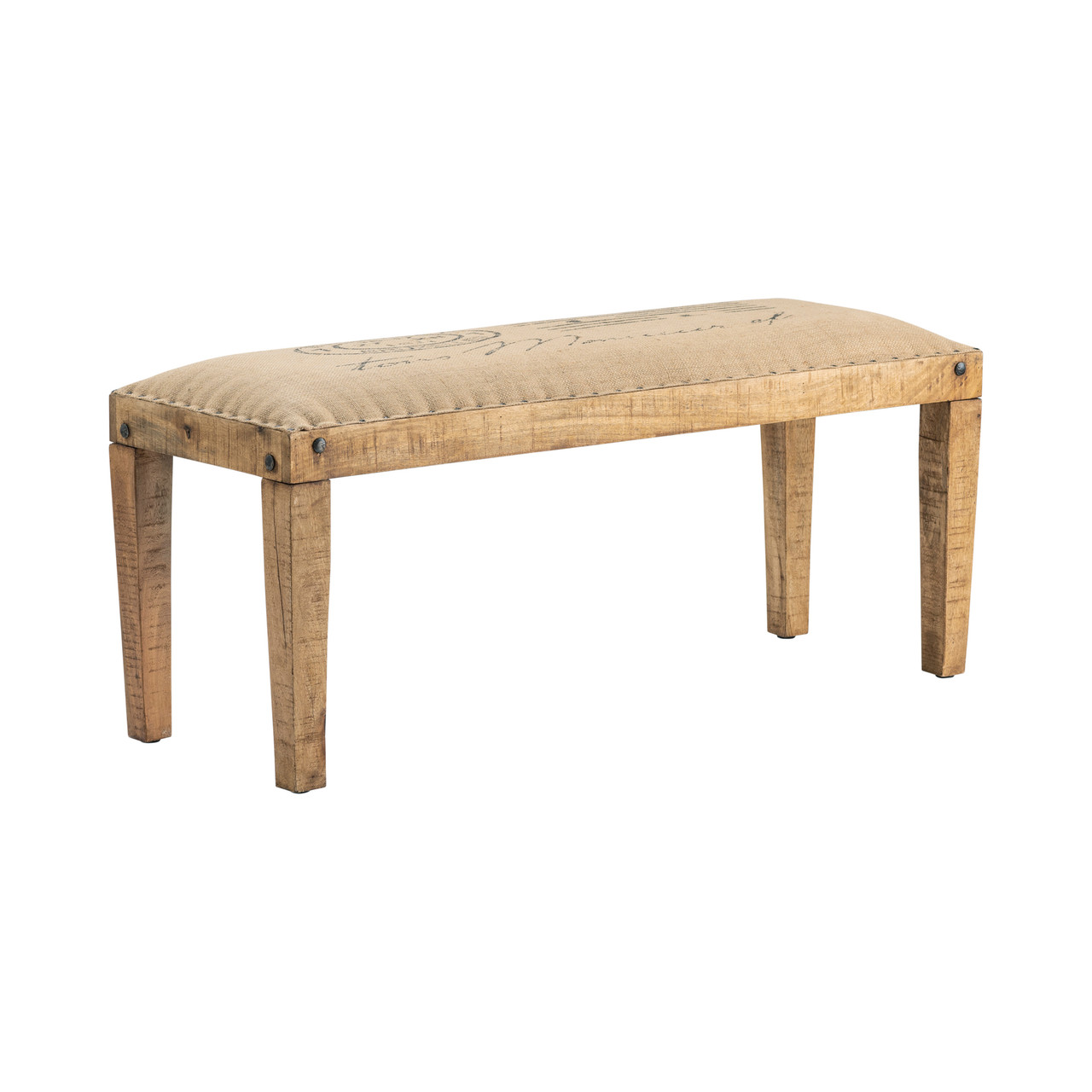 CRESTVIEW COLLECTION CVFNR309 Bengal Manor Mango Wood Burlap Bench