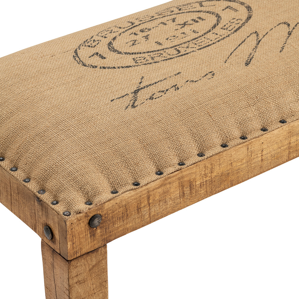 CRESTVIEW COLLECTION CVFNR309 Bengal Manor Mango Wood Burlap Bench