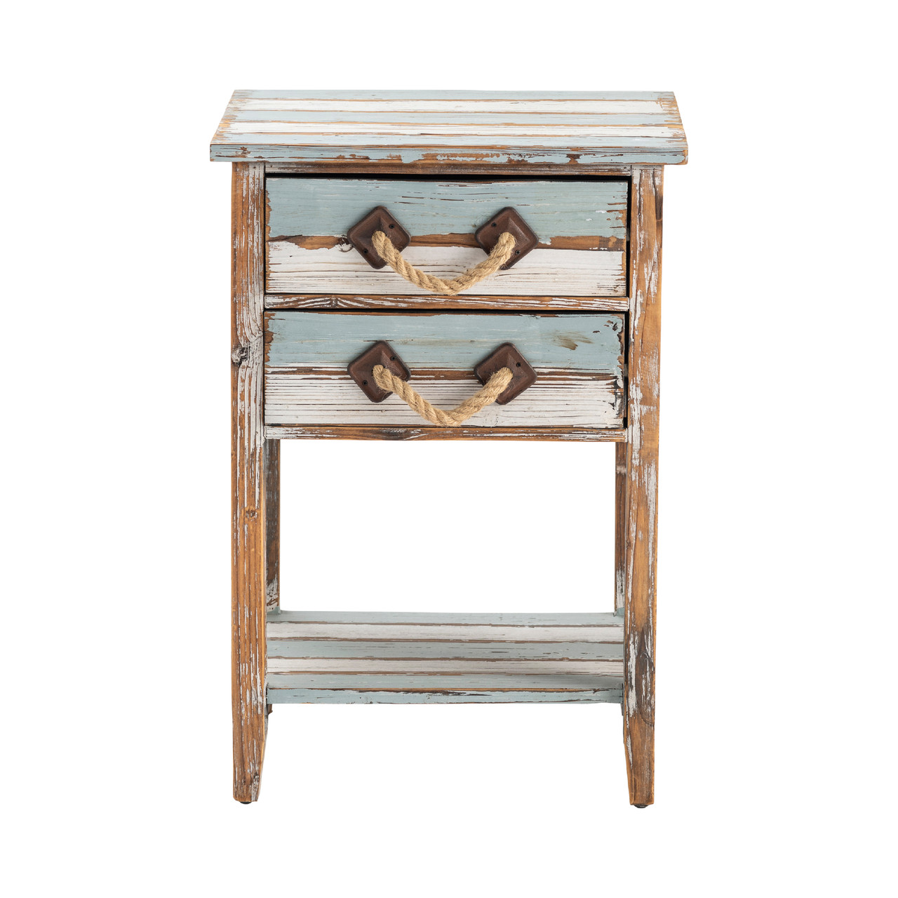 CRESTVIEW COLLECTION CVFZR693 Nantucket 2 Drawer Weathered Wood Accent Table
