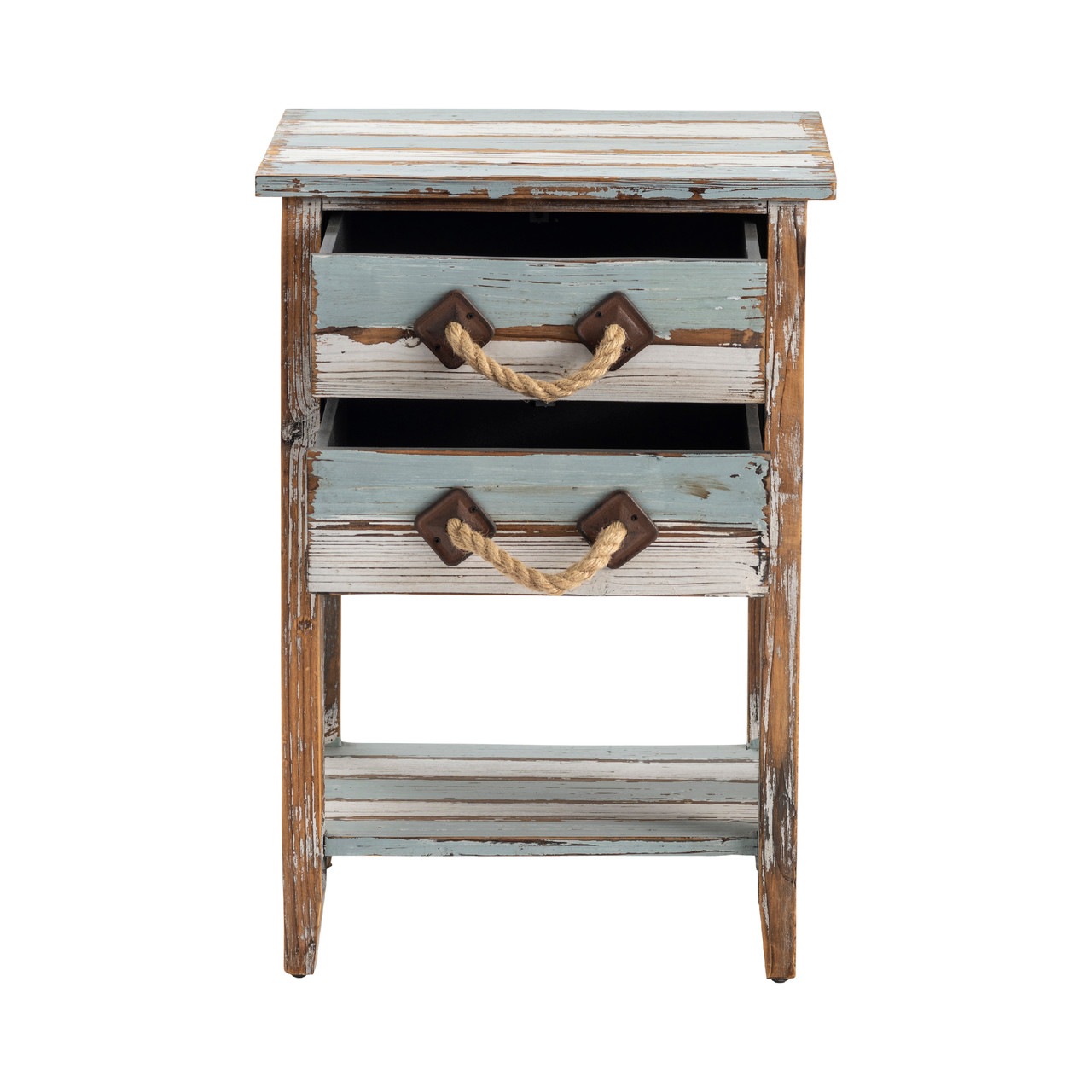 CRESTVIEW COLLECTION CVFZR693 Nantucket 2 Drawer Weathered Wood Accent Table