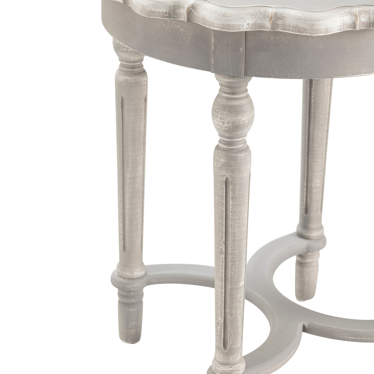 CRESTVIEW COLLECTION CVFZR3530 Pembroke Turned Leg Chalk Grey Scalloped Accent Table