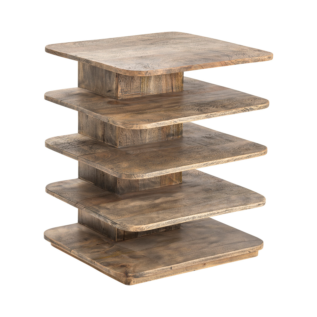 CRESTVIEW COLLECTION CVFNR467 Bengal Manor Mango Wood Tiered Accent Table