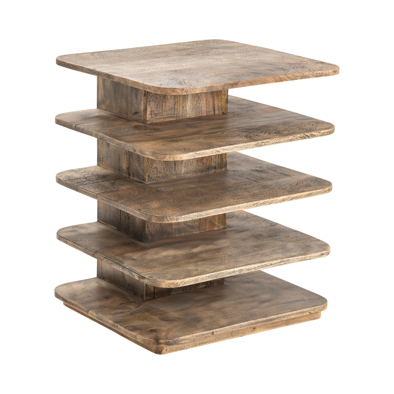 CRESTVIEW COLLECTION CVFNR467 Bengal Manor Mango Wood Tiered Accent Table