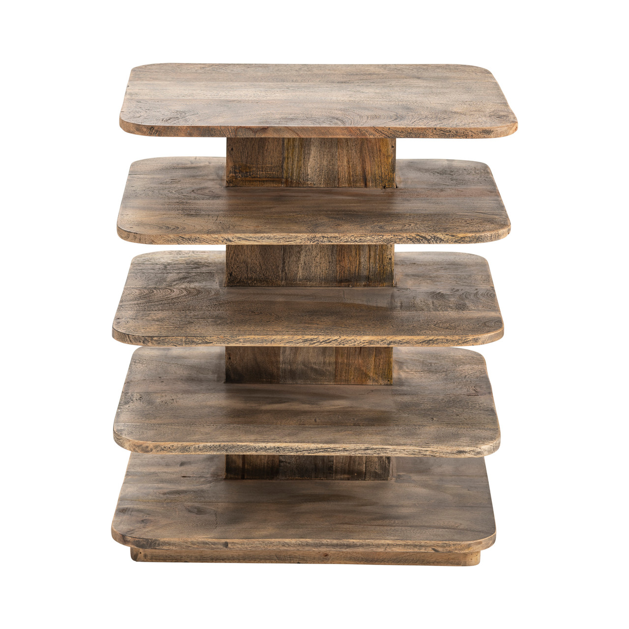 CRESTVIEW COLLECTION CVFNR467 Bengal Manor Mango Wood Tiered Accent Table