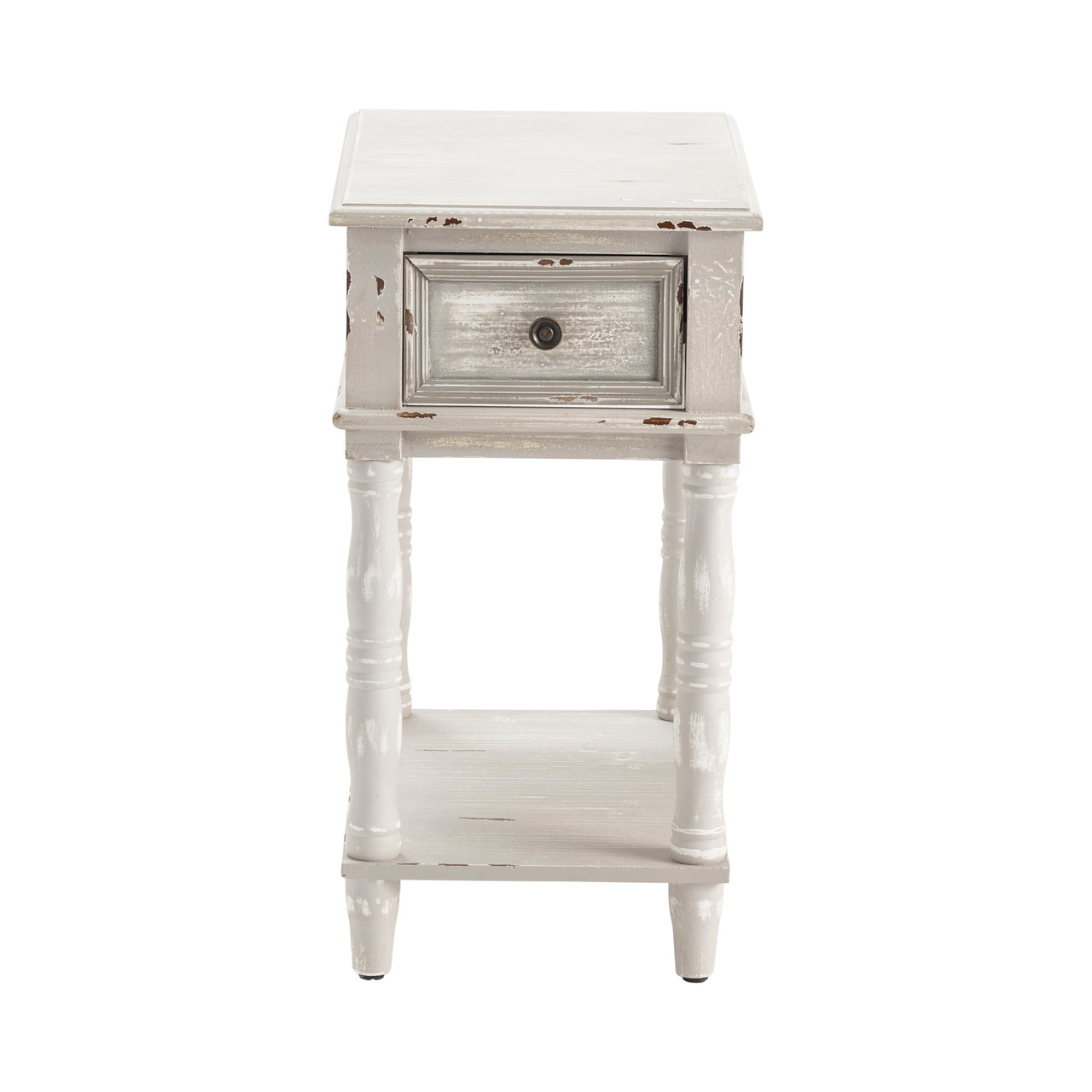 CRESTVIEW COLLECTION CVFZR4536 Weston Chalk Grey 1 Drawer Chairside