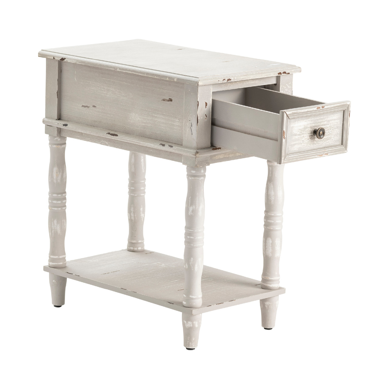 CRESTVIEW COLLECTION CVFZR4536 Weston Chalk Grey 1 Drawer Chairside