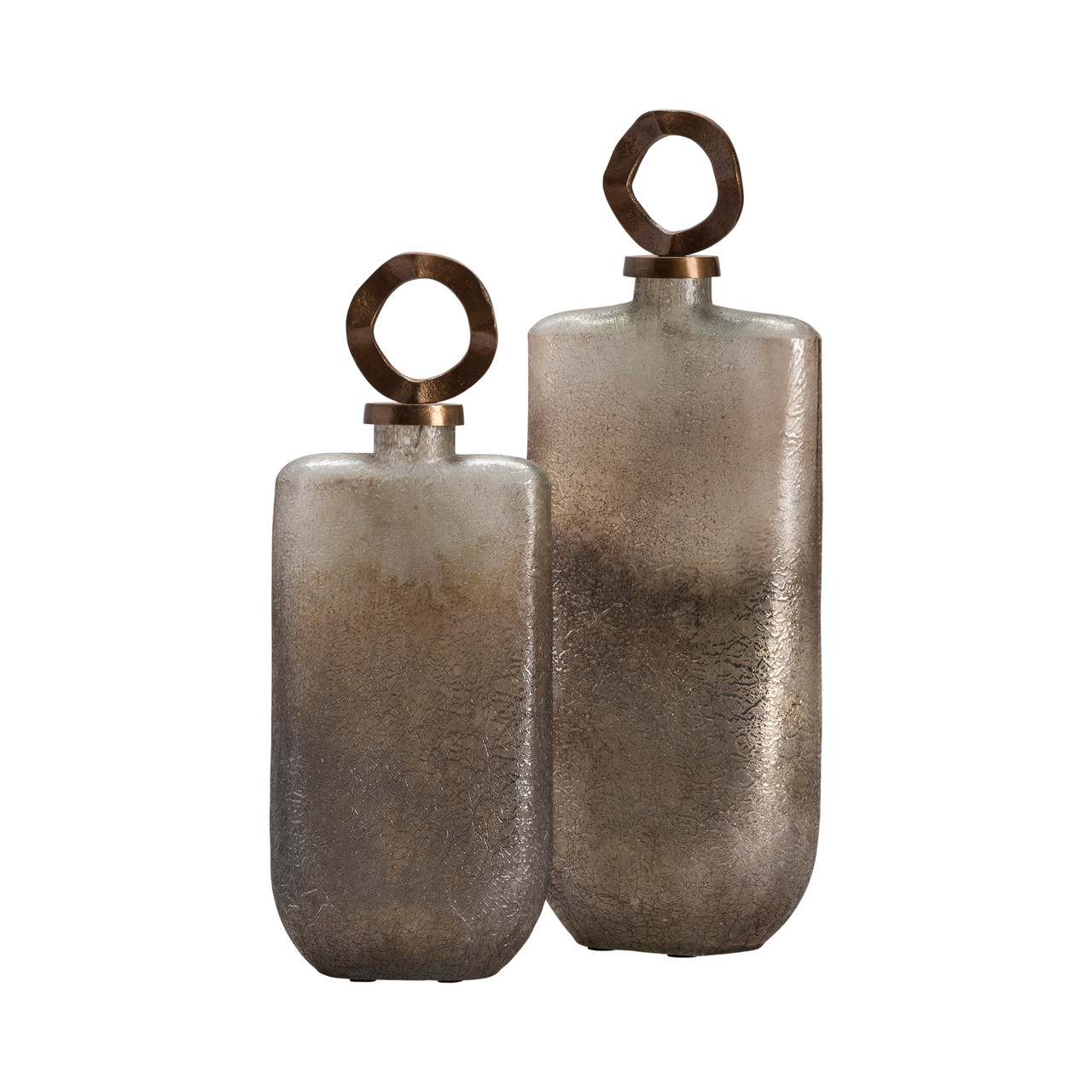 CRESTVIEW COLLECTION CVDEN063 S/2 GLASS BOTTLE WITH ALUMINIUM LID 1SET BB MCTN OF 2/ 5.04'