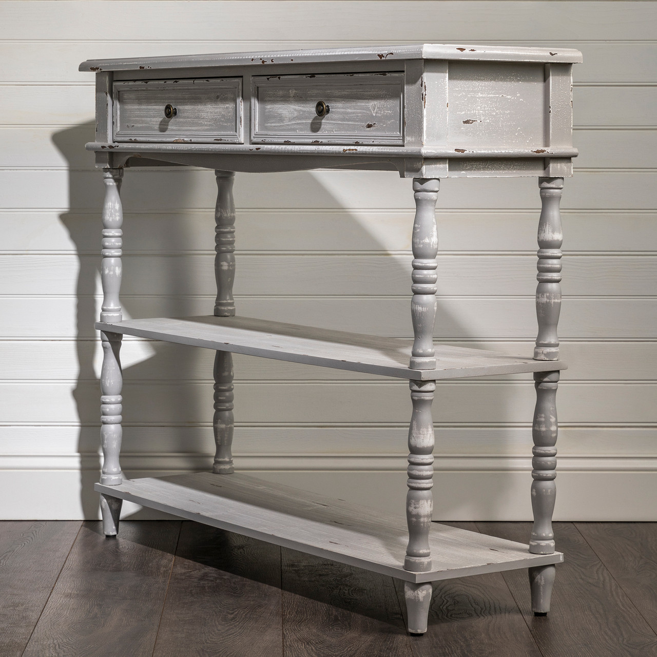 CRESTVIEW COLLECTION CVFZR4535 Weston Chalk Grey 2 Drawer Console