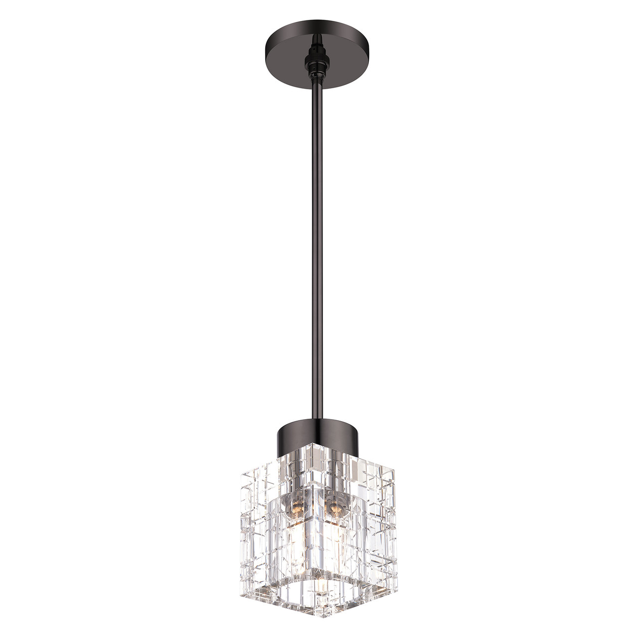 LIVEX LIGHTING 46181-46 1 Light Black Chrome Crystal Single Pendant
