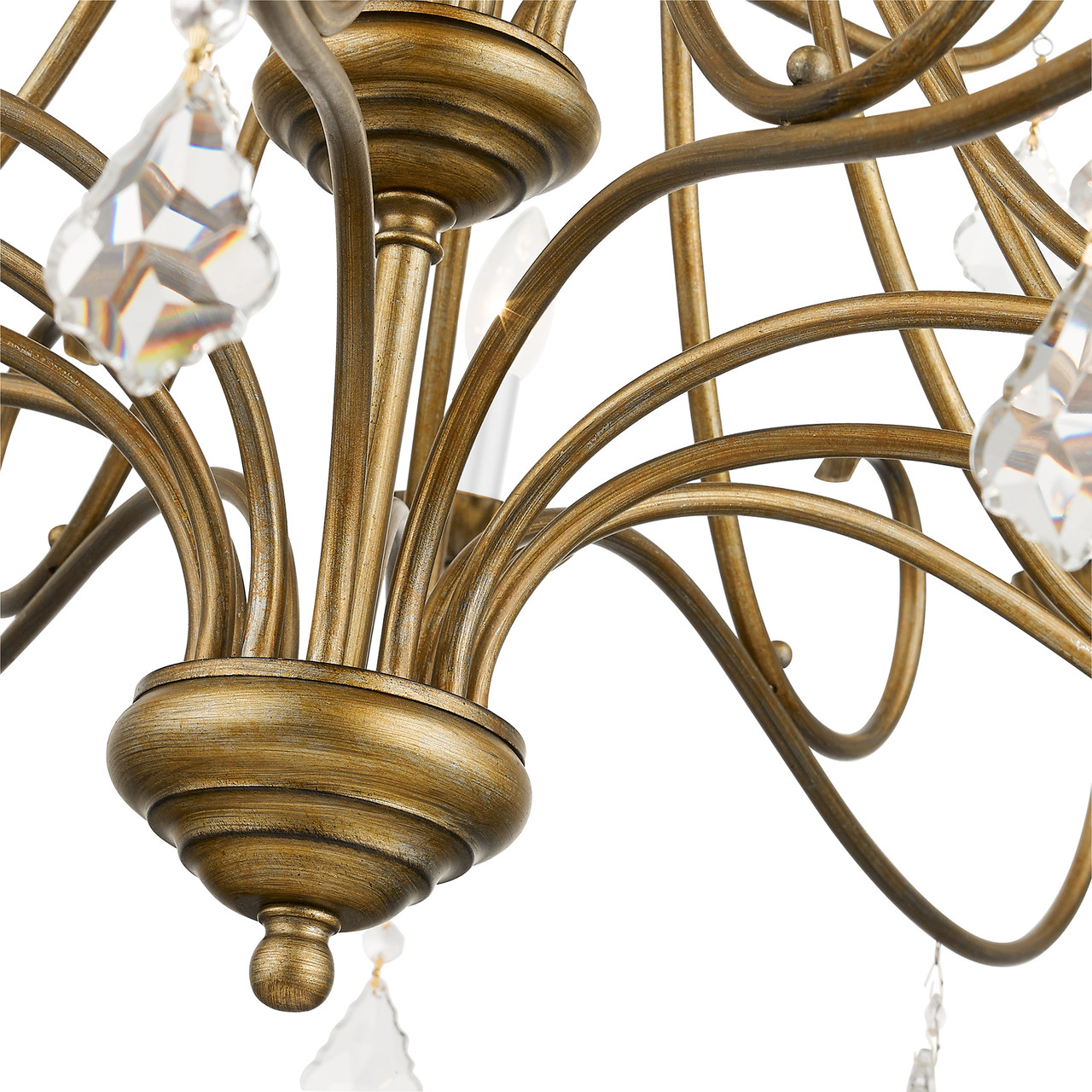 LIVEX LIGHTING 40870-48 18 Light Antique Gold Leaf Extra Large Chandelier with Clear Crystals