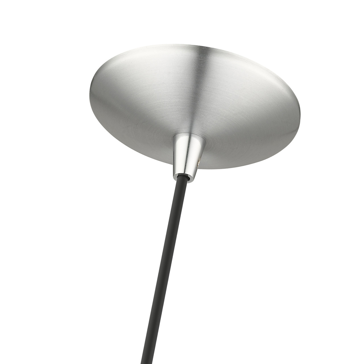 LIVEX LIGHTING 41492-66 1 Light Brushed Aluminum Cone Pendant with Polished Chrome Accents
