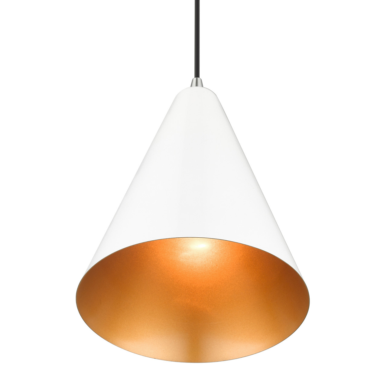 LIVEX LIGHTING 41492-69 1 Light Shiny White Cone Pendant with Polished Chrome Accents