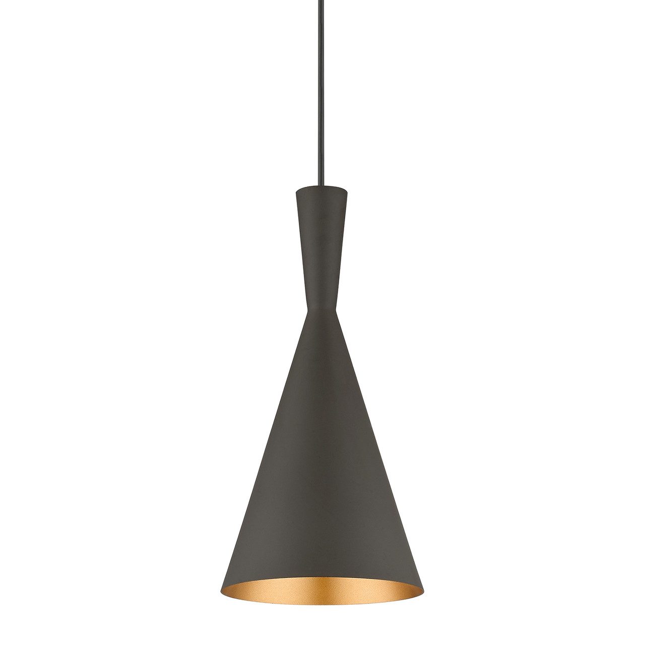 LIVEX LIGHTING 41185-07 1 Light Bronze Pendant with Antique Brass Finish Accents LIVEX LIGHTING 41185-07 1 Light Bronze Pendant with Antique Brass Finish Accents