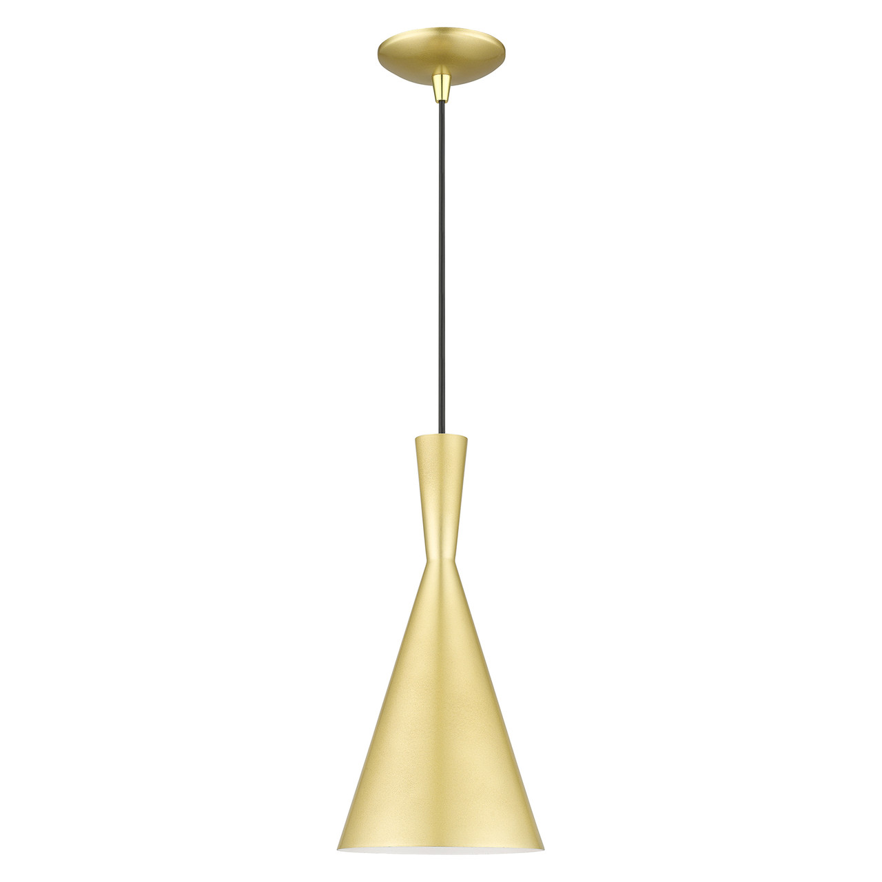 LIVEX LIGHTING 41185-33 1 Light Soft Gold Pendant with Polished Brass Finish Accents