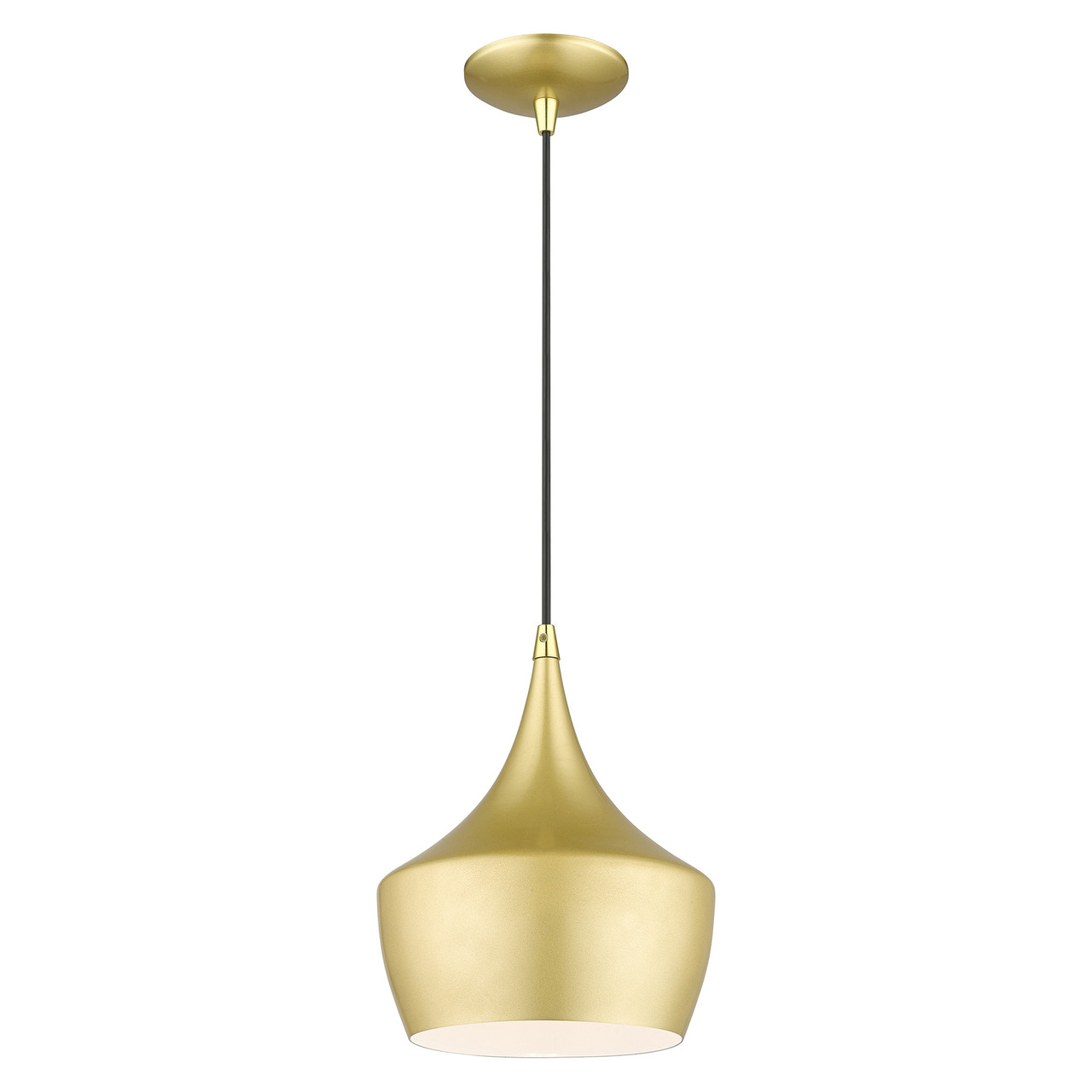 LIVEX LIGHTING 41186-33 1 Light Soft Gold Pendant with Polished Brass Finish Accents