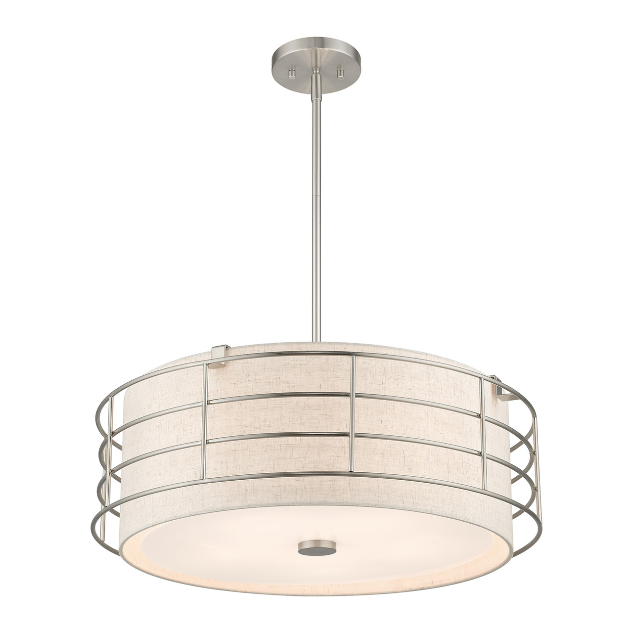 LIVEX LIGHTING 55115-91 5 Light Brushed Nickel Pendant Chandelier
