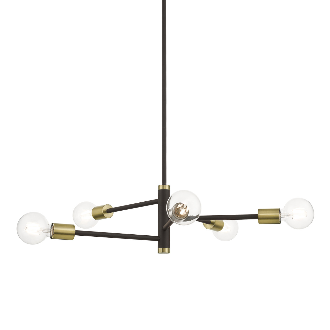 LIVEX LIGHTING 45865-07 5 Light Bronze Chandelier with Antique Brass Accents