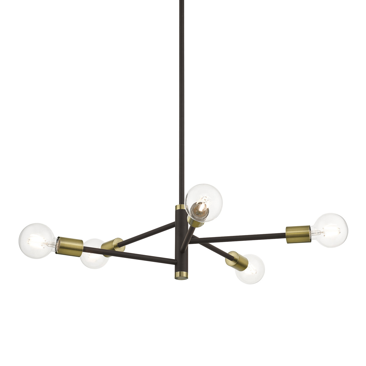 LIVEX LIGHTING 45865-07 5 Light Bronze Chandelier with Antique Brass Accents