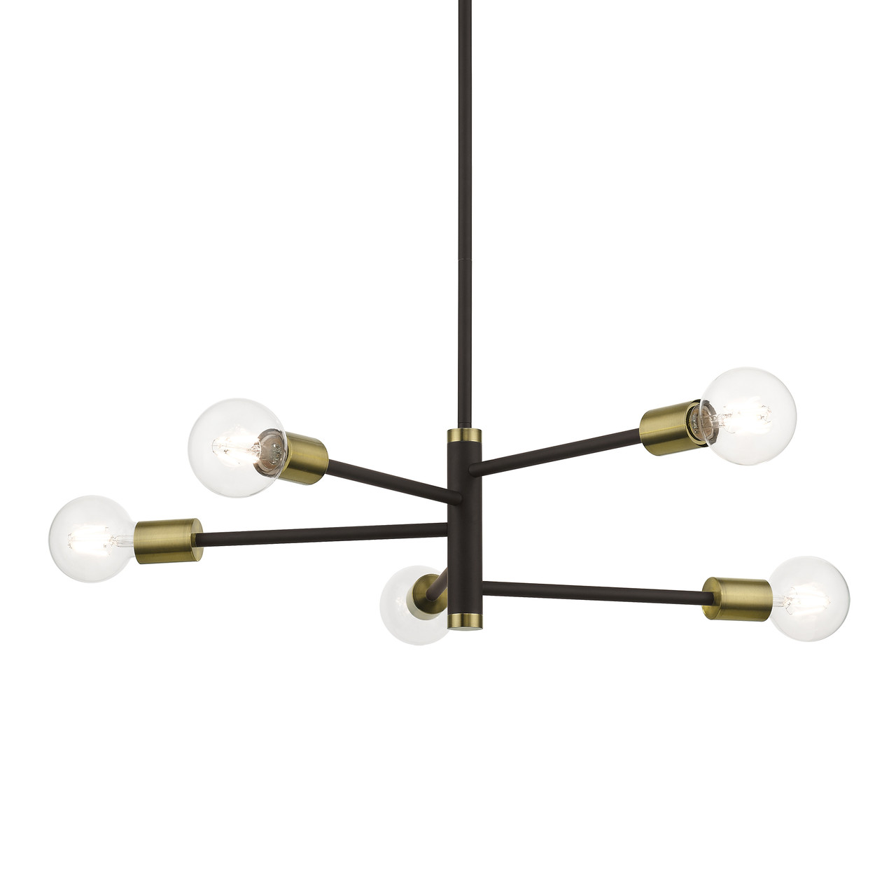 LIVEX LIGHTING 45865-07 5 Light Bronze Chandelier with Antique Brass Accents