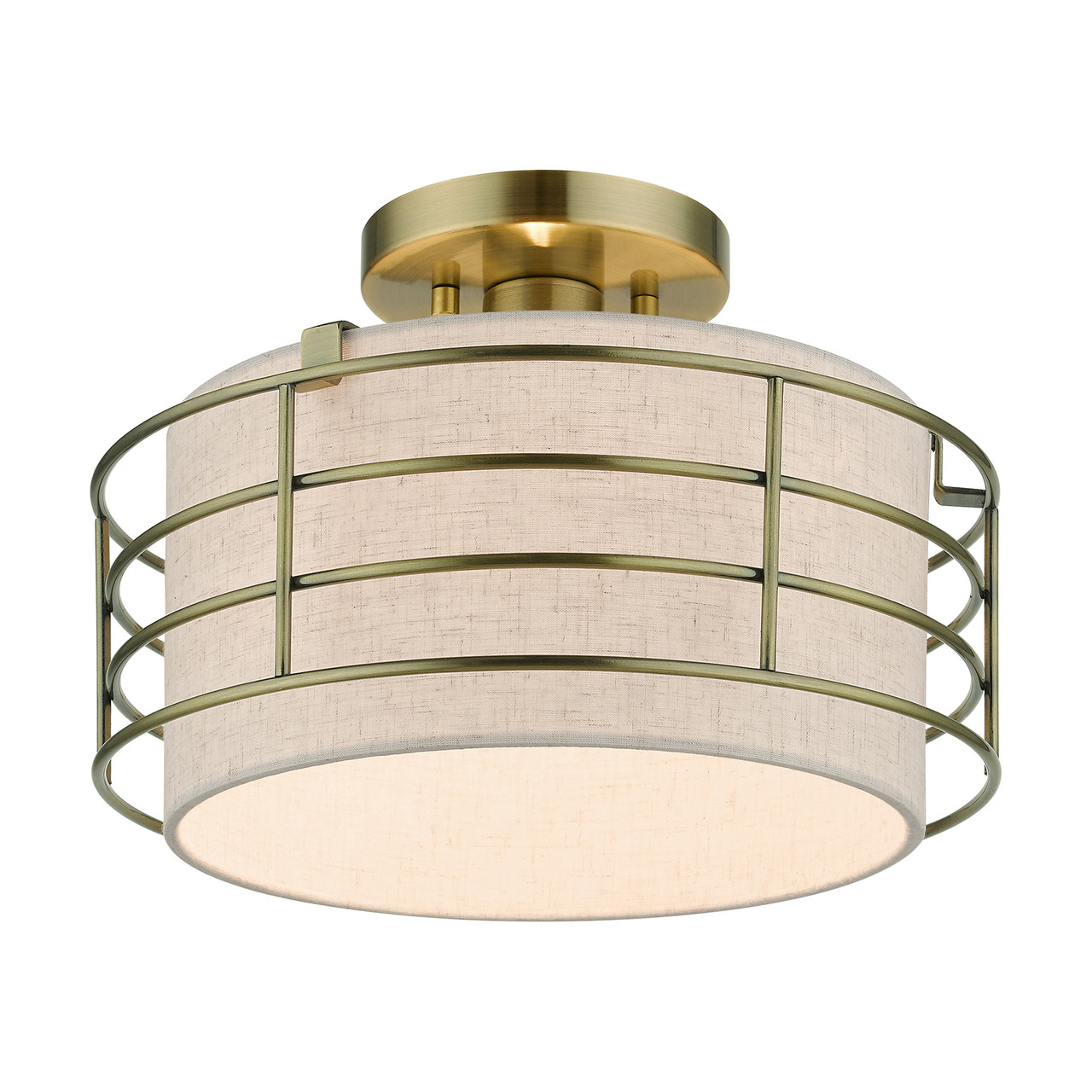 LIVEX LIGHTING 55117-01 1 Light Antique Brass Medium Semi-Flush