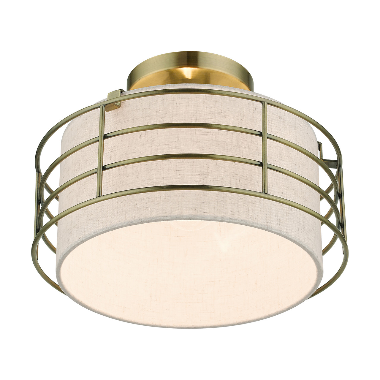 LIVEX LIGHTING 55117-01 1 Light Antique Brass Medium Semi-Flush