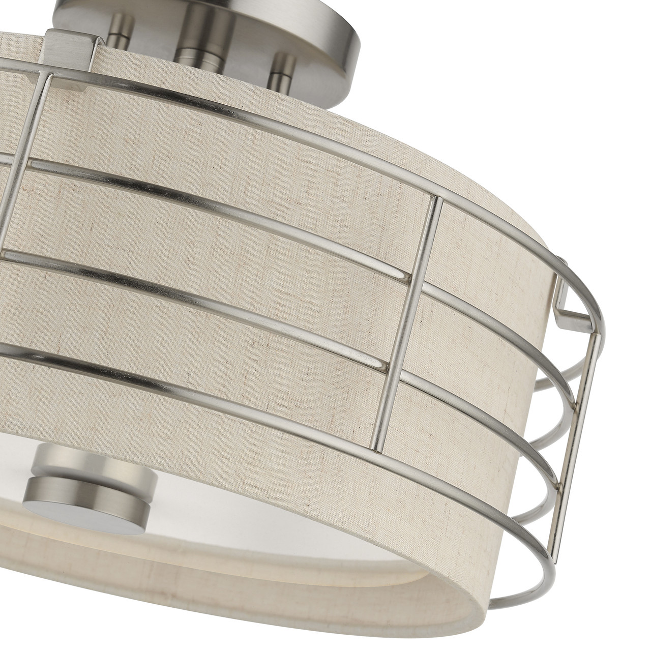 LIVEX LIGHTING 55118-91 3 Light Brushed Nickel Large Semi-Flush