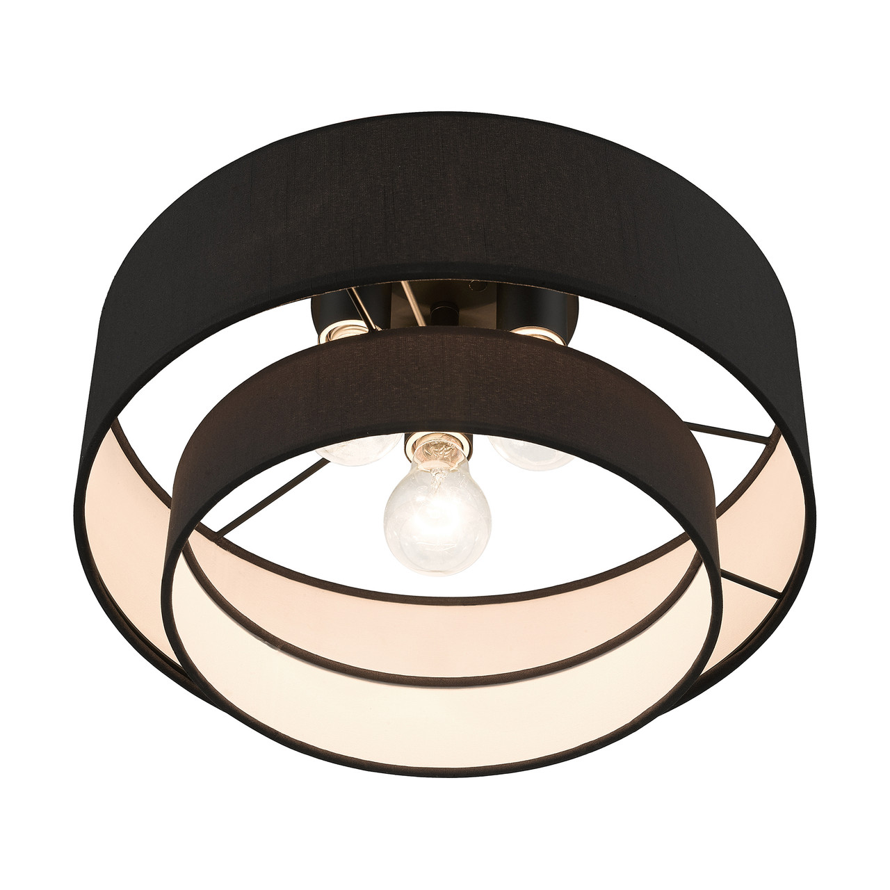 LIVEX LIGHTING 50272-04 3 Light Black Large Semi-Flush