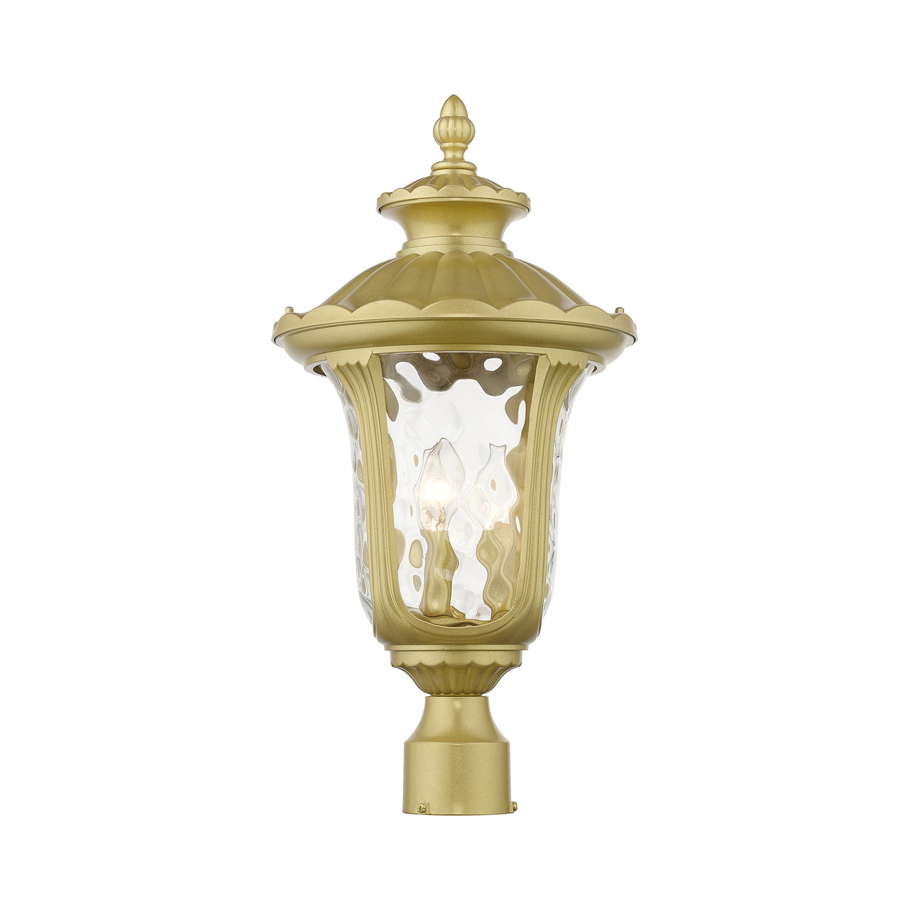 LIVEX LIGHTING 7859-33 3 Light Soft Gold Outdoor Large Post Top Lantern