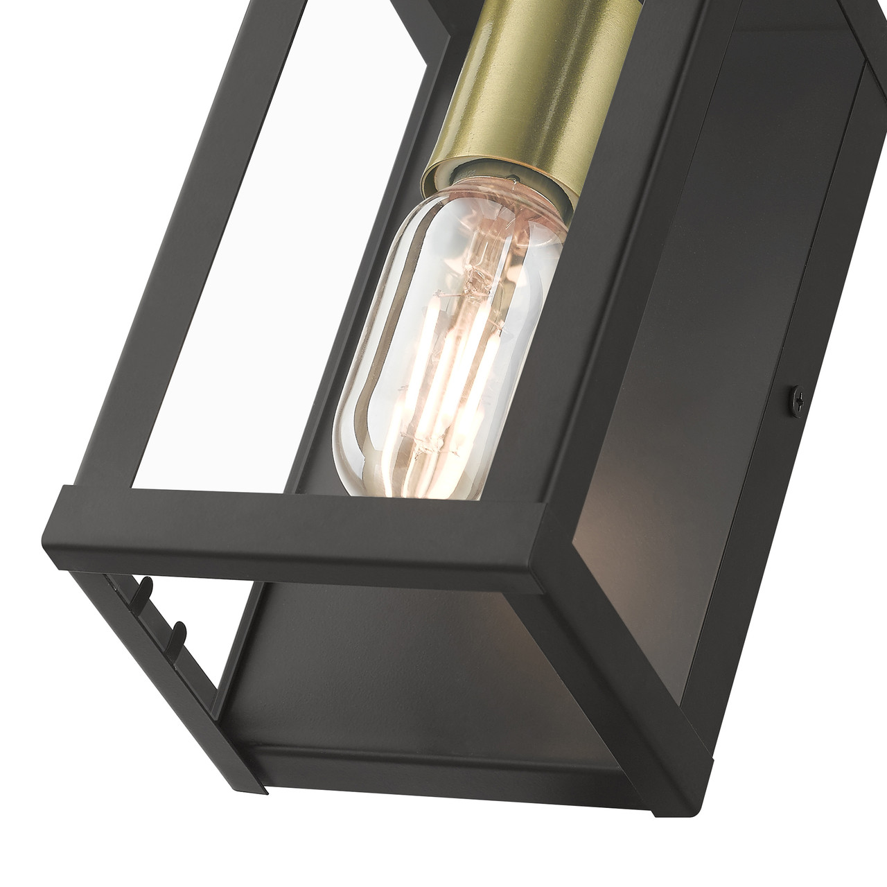 LIVEX LIGHTING 28031-07 1 Light Bronze Outdoor ADA Small Wall Lantern with Antique Gold Finish Accents