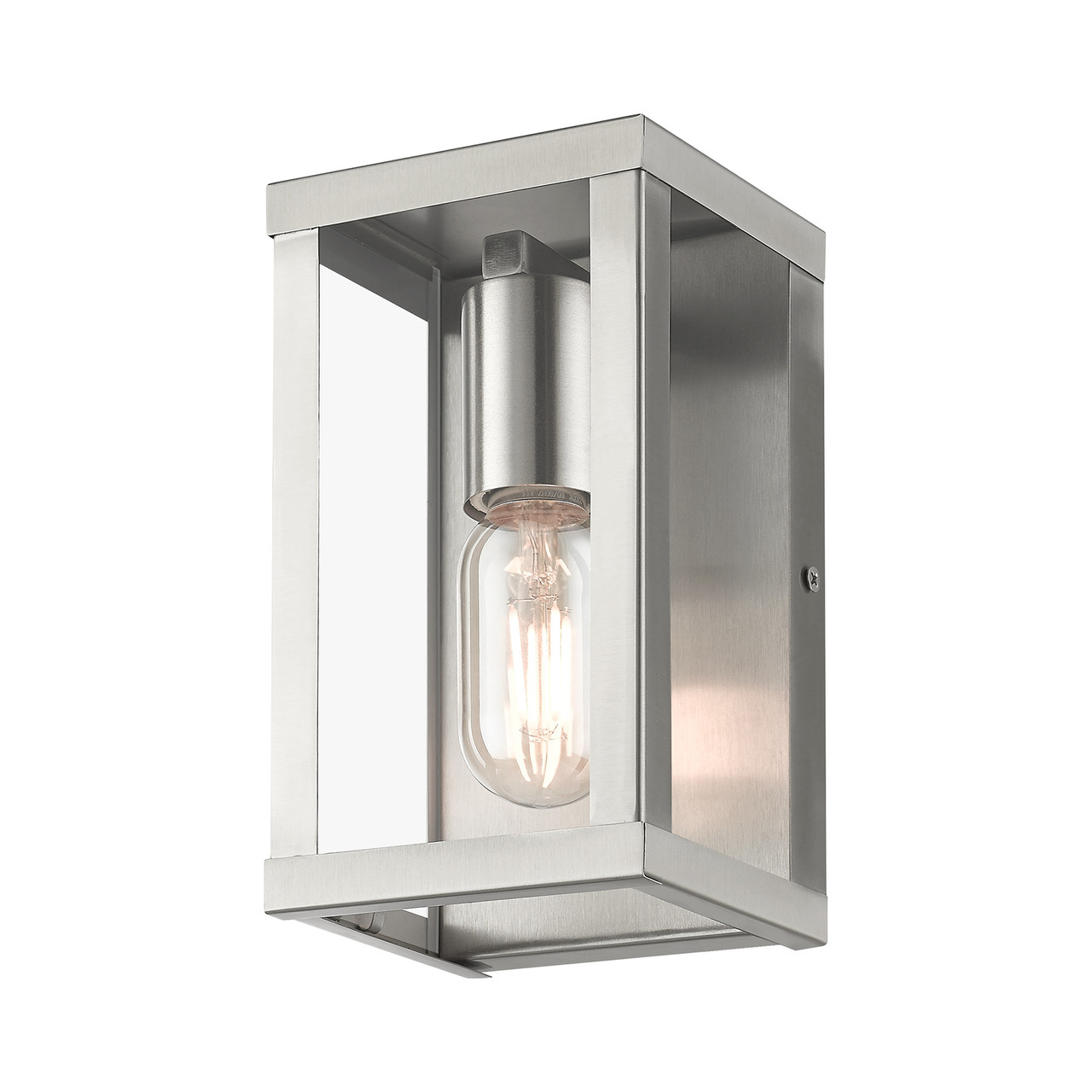 LIVEX LIGHTING 28031-91 1 Light Brushed Nickel Outdoor ADA Small Wall Lantern