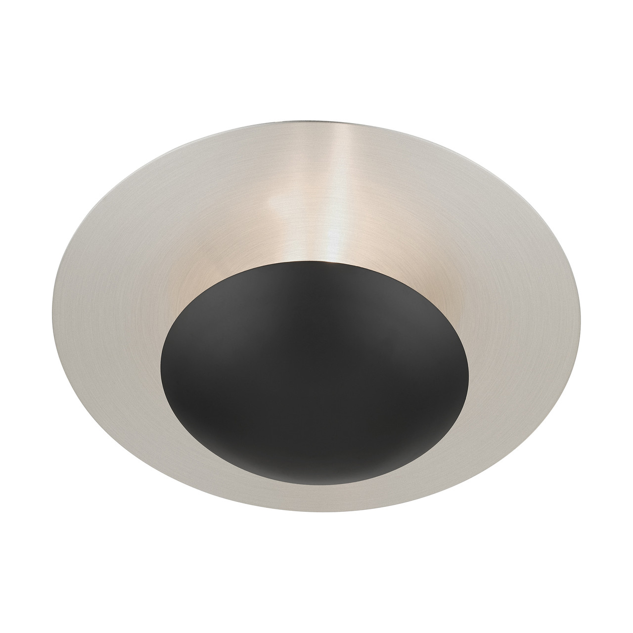LIVEX LIGHTING 56570-04 2 Light Black Large Semi-Flush/ Wall Sconce with Brushed Nickel Reflector Backplate